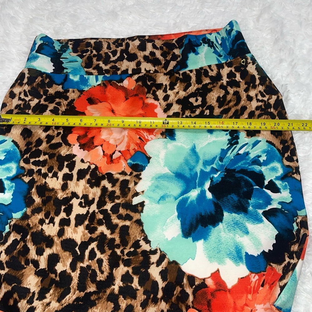 Thalia Sodi floral leopard stretch pencil skirt EUC woman’s size XL - Picture 4 of 8